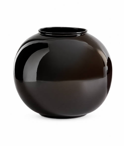 large black circular vase